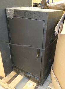 Portable IT cabinet full of network switches and hubs, great for a training room or small office 48 port switch
