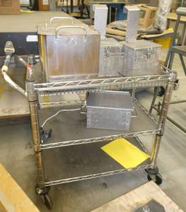 Rolling cart with mesh wash bins