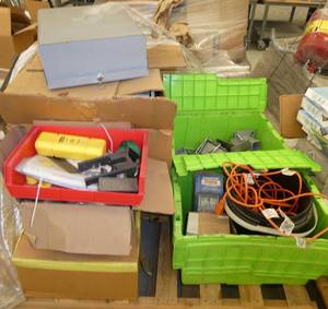 Another pallet full of goodies, enclosure boxes, brass fittings, electrical cords, misc hardware