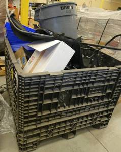 Pallet of misc - hose, vacuum, brute, wash tank items