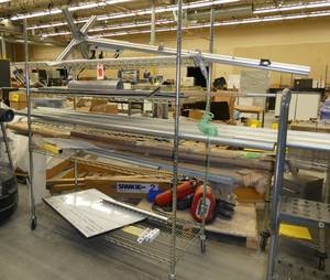 Wire shelving unit 24x72 and contents - emt, threaded rod, uni-strut