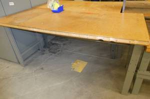 72x30 Workbench with wood top and steel legs, adjustable height