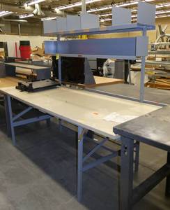 Workstation 8ft x 3 ft with storage shelves above