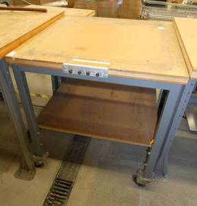 Rolling worktable 30x30 with wood top and steel legs