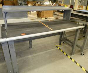 60x30 Workbench with wood laminate top, steel legs, adjustable height, top shelf