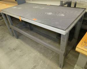 60x30 Workbench with wood laminate top, steel legs, adjustable height, wild mat on top