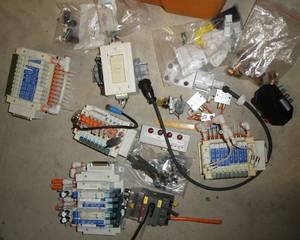 Lot of solenoid valves and misc parts including a Fluke input module