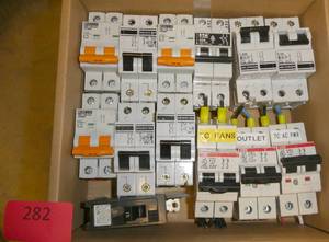 Thirteen 2-pole circuit breakers various Amps