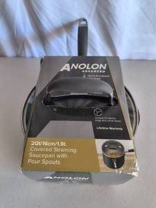 2 Qt Covered Straining Saucepan with Pour Spouts