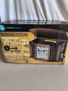 Wooden Music Center with recordable CD player- Record from Vinyl to CD