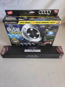 Set of 4 Outdoor Disk Lights -Solar Powered & Outdoor Survival Pivot Light - 2 piece lot
