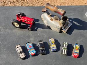 Vintage Misc Items Elec Iron, Toy Tractor & Toy Cars