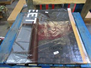 24 x 28 9 oz. Black Vinyl Tarp w Advertisement  Reused Billboard  9 mil Lightweight Duty - A Grade