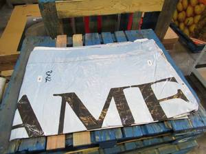 8 x 12 9 oz. Black Vinyl Tarp w Advertisement  Reused Billboard  9 mil Lightweight Duty - A Grade