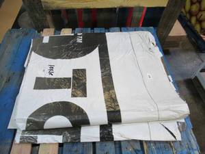 10 x 16 9 oz. Black Vinyl Tarp w Advertisement  Reused Billboard  9 mil Lightweight Duty - A Grade