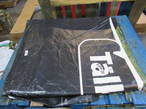 10 x 40 9 oz. Black Vinyl Tarp w Advertisement  Reused Billboard  9 mil Lightweight Duty - A Grade