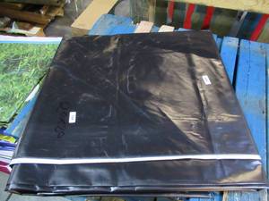 20 x 20 15 oz. Black Vinyl Tarp w Advertisement  Reused Billboard  15 mil Heavyweight Duty - A Grade