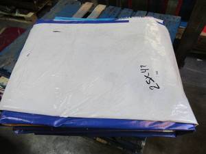 25 x 47 15 oz. Black Vinyl Tarp w Advertisement  Reused Billboard  15 mil Heavyweight Duty - A Grade