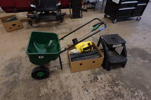 Yard Spreader, Step Stool and Leaf Blower