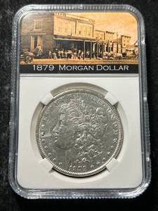 1879 US MORGAN SILVER DOLLAR SLABBED