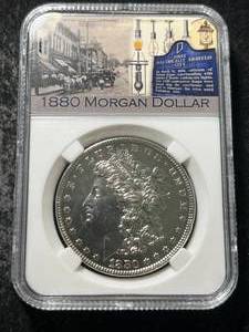 1880 US MORGAN SILVER DOLLAR SLABBED