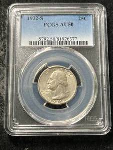 1932-S US WASHINGTON QUARTER PCGS AU50