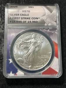 2025 AMERICAN SILVER EAGLE ANACS MS70
