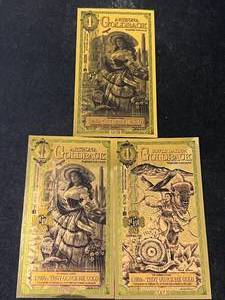 GROUP OF 3 GOLDBACKS 11000TH TROY OZ 24K GOLD EACH