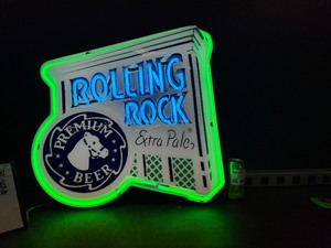 Rolling Rock Extra Pale Ale vacuum formed steeplechase, neon sign
