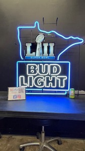 Bud Light Super Bowl LII with MN state outline, neon sign