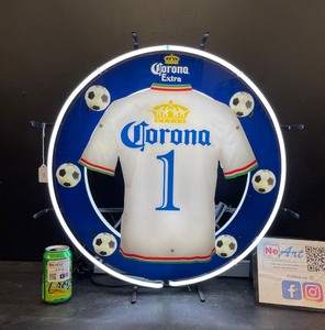 Corona Extra beer soccer  with futbol jersey, neon sign