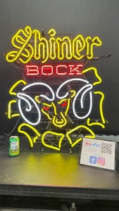Shiner Bock ram head neon sign