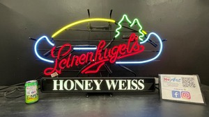 Leinenkugels Honey Weiss canoe, neon sign