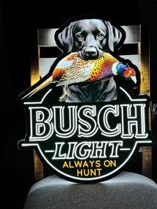 Busch Light LED sign with Black Lab and pheasant