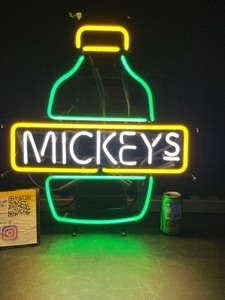 Mickeys Fine Malt Liquor 40 bottle, neon sign