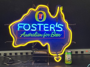 Fosters, Australia-shaped sign with neon letters and neon border