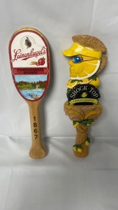 Lot of 2 tap handles Leinenkugels Pomegranate Shandy and Shock Top Lemon Shandy