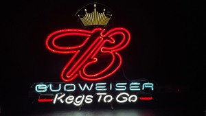 Budweiser Cold Kegs To Go neon sign