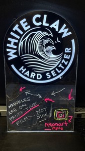 White Claw write-on menu sign, NIB