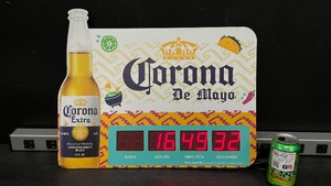 Corona Cinco de Mayo countdown clock, NIB New in Box, 16.5 H x 21 W - BRC42