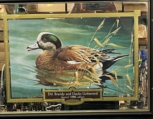 E&J Brandy and Ducks Unlimited 1996 Limited Edition mirror, signed and numbered, NOS