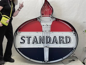 LARGE Standard Oil and Gasoline, NIB, 60 x 60 neon sign