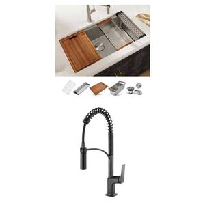 RUVATI Roma Pro 30 in. Undermount Single Bowl 16-Gauge Stainless Steel Workstation Kitchen Sink with Rounded Corners