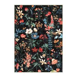 HaiiMeid April Black 8 ft. x 10 ft. Floral Washable Area Rug