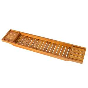 Wudkey 33.8 in. x 6 in. Teak Wood Bathtub Tray, Wooden Bath Caddy for Bathtub, Bath Tub Wood Table for Tub