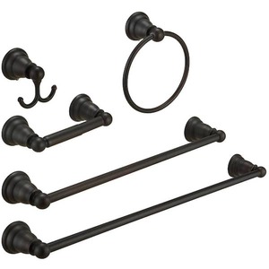 5-Piece Bath Hardware Set with 2-Towel BarsRacks, TowelRobe Hook, Toilet Paper Holder in Oil Rubbed Bronze