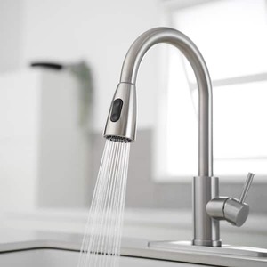 Single Handle Pull Down Sprayer Kitchen Faucet Commercial Kitchen Sink Faucets for RV, Laundry in Brushed Nickel