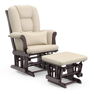 Storkcraft Tuscany Espresso with Beige Cushion Glider and Ottoman Set