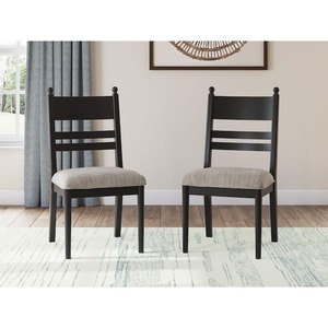 DESIGN BY ASHLEY Chadworth Light GrayBlack Polyester Cushioned Side Chair (Set of 2)