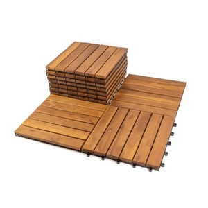 Pro Space 12 in. x 12 in. Acacia Wood Interlocking Flooring Deck Tile Brown 6-Slats, 10-Pack Covering 50 sq. ft.